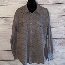 Gibson Trading Co Men's Shirt Gray Size Large Long Sleeve Pearl Snap B33