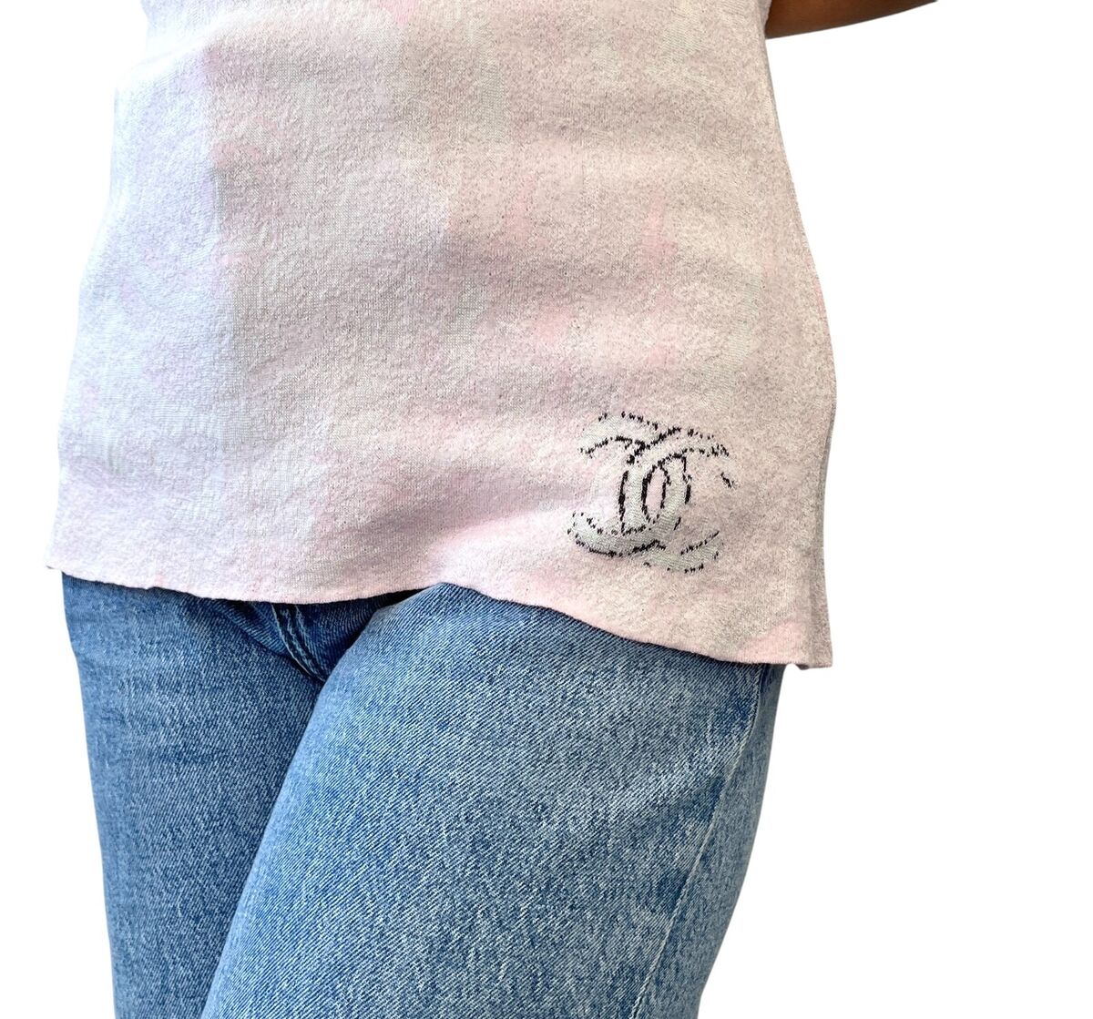CHANEL Vintage 09C CC Logo T-shirt Knit Top #38 Pink Cotton CHANEL Vintage 09C CC Logo T-shirt Knit Top #38 Pink Cotton
