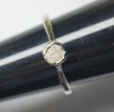 4.0mm White Rough Diamond Ring, Canadian Uncut Raw Diamond silver Solitaire Ring