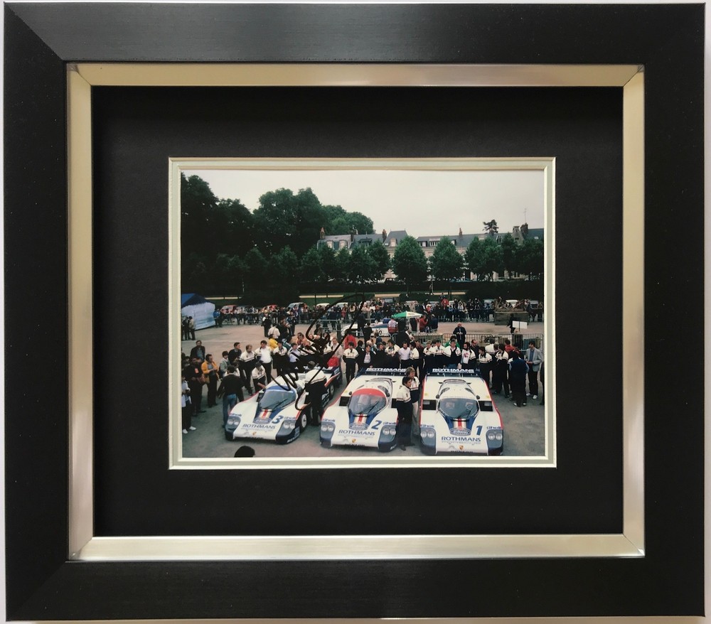 Hurley Haywood Autographed Framed Porsche Le Mans Photo Display