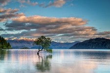 Landscape nature trees lake wanaka new zealand clouds Custom Gaming Mat Desk