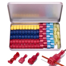 100 T-Tap Wire Connectors Splice Self-Stripping Terminals Nylon Insulated Kit