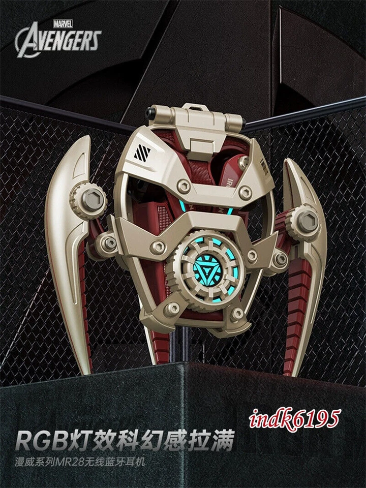 Marvel Avengers Iron Man Arc Reactor Bluetooth 5.3 Auriculares Inalámbricos RGB Nuevo Regalo Foto 2 de 4