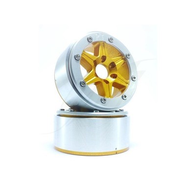 [ES] Metsafil Beadlock Wheels SIXSTAR Gold/Silver 1.9 (2) w/o Hub - MT5010GOS