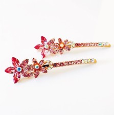 USA Bobby Pin Use Swarovski Crystal Hair Clip Hairpin Flower Bridal Pink Gift