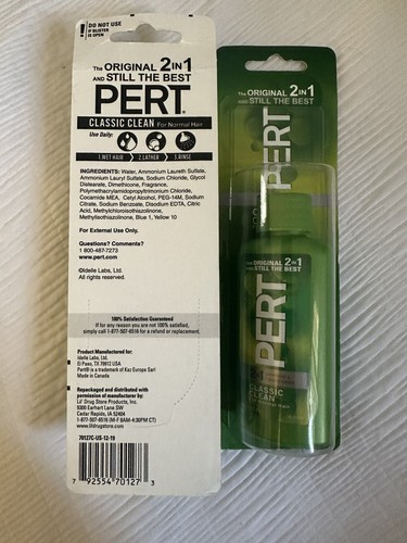 Pert Classic Clean 2 in 1 Shampoo + Conditioner 1.7oz Travel Sealed Lot of Two - Picture 2 of 6