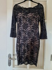Womens Quiz Black Lace Dress. Size 12. New. Party Club Wear. Flare arms