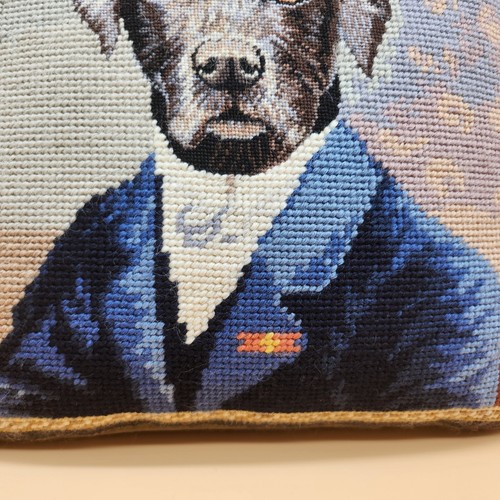 Needlepoint Proper Black Labrador Dog in a Suit Accent Pillow 12" - Bild 3 von 12