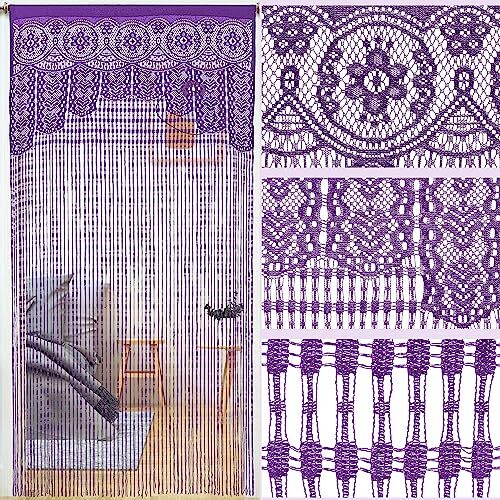 Macrame Lace Door String Curtain for Doorways,Room Divider Doorway 1 Purple - Bild 4 von 6