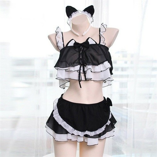 Conjunto De Lencería Sexy para Mujer Kawaii Lolita Gato Niñas Conjunto de ropa  interior de la colmena camisolas | eBay