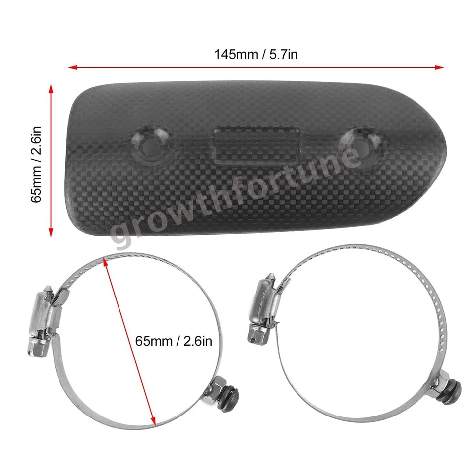 For Universal Motorcycle Carbon Fiber Exhaust Pipe Heat Shield Cover Guard 146mm - Image 3 of 4