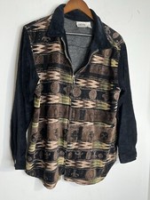 Chico's Design Big Knit Aztec Western Navajo Zip Woven 2 L Blazer Jacket 13 