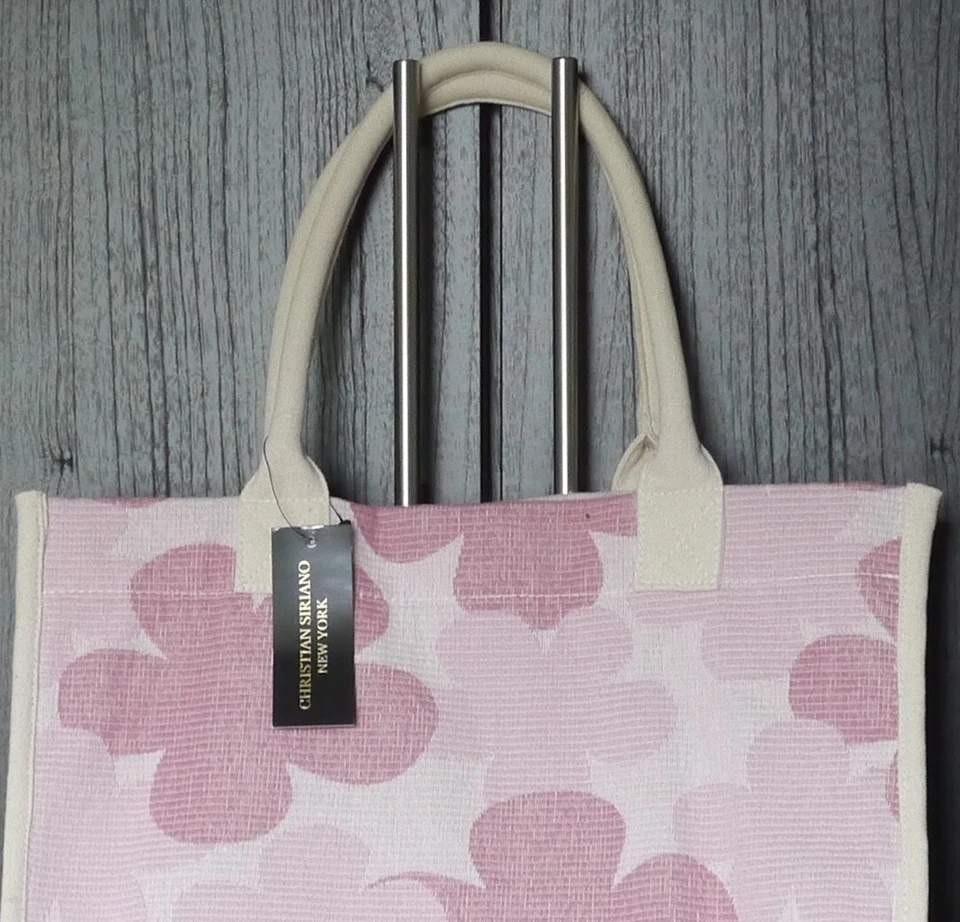 NUEVO Bolso de Mano Christian Siriano New York Mujer Tela Verano Playa Flores Rosa Foto 2 de 4