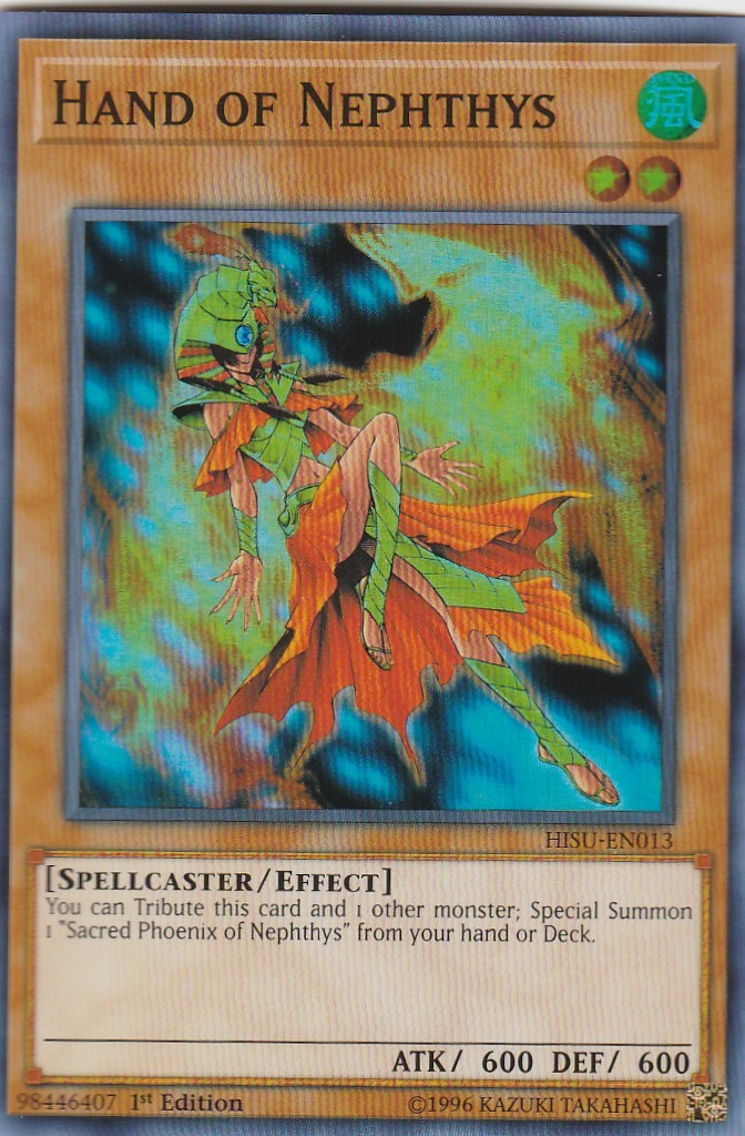 yugioh nephthys cards YUGIOH HOLO CARD HAND OF NEPHTHYS HISU-EN013 1ST EDITION