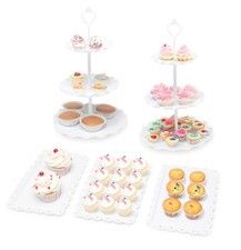 Cake Stand and Appetiser Tray Set 5 Piece Round Cupcake 3-Tier Display | Pukkr