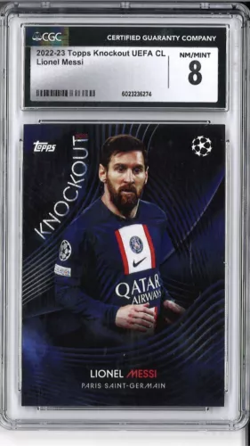 Lionel Messi 22-23 Topps Knockout UEFA CL Paris Saint-Germain CGC graded 8