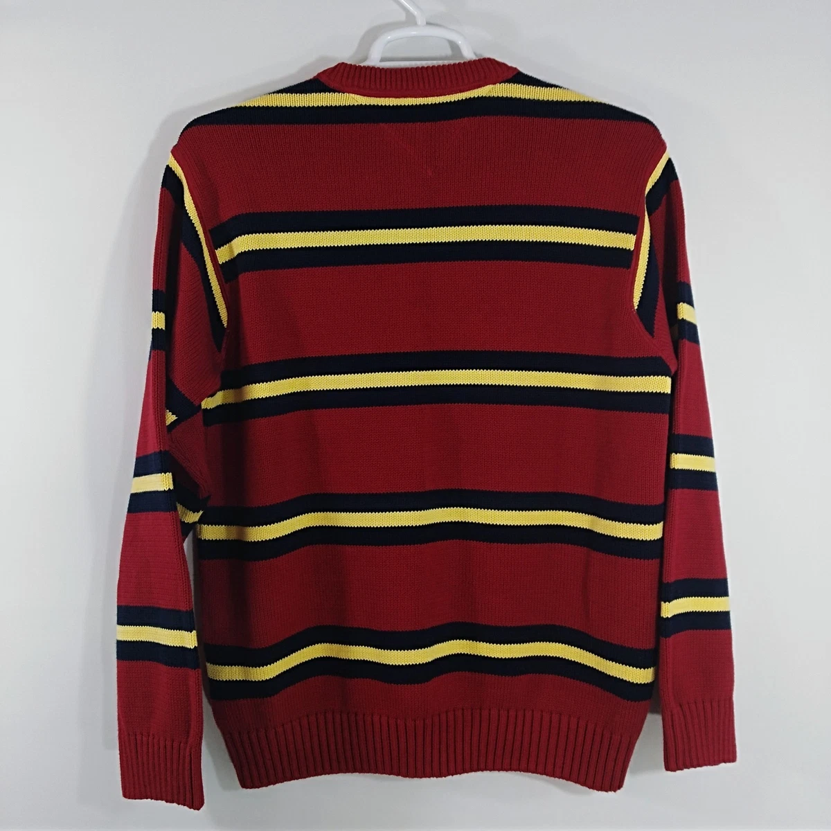 Tommy Hilfiger Crewneck Sweater Striped Red Blue Yellow Size L