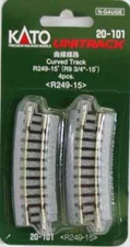 kato 20-101  r 249mm 55*   9 3/4" r 15*  curved track  ( 4pack)