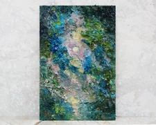 Moon Sea Original painting IMPRESSIONISM Oil on panel by A. Onipchenko