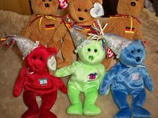 TY Germania 3x, Geburtstagsb&auml;ren 3x, Teddyb&auml;ren, Stofftiere, gesamt 6 St&uuml;ck