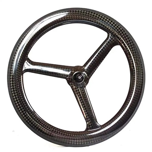 700C Carbon 3 Spoke Wheelset TT Road Track Bike Tubeless Tubular Rim 27mmx69mm - Picture 8 of 14
