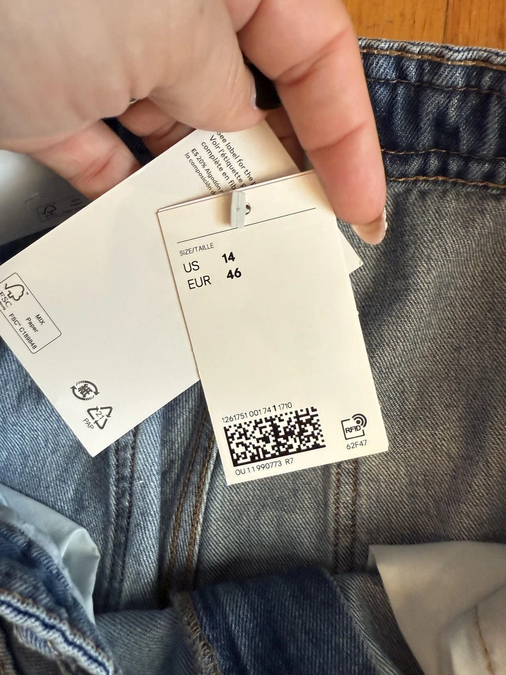 H&M Jeans Womens 14 Wide High Waist Wide Leg Braided Waist 20% Recycled 1266758 - Image 3 of 4