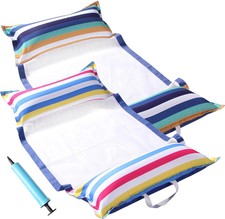 FindUWill Pool Hammock Floats, XL, 2Pack Inflatable Water Floaties 4-in-1 Saddl