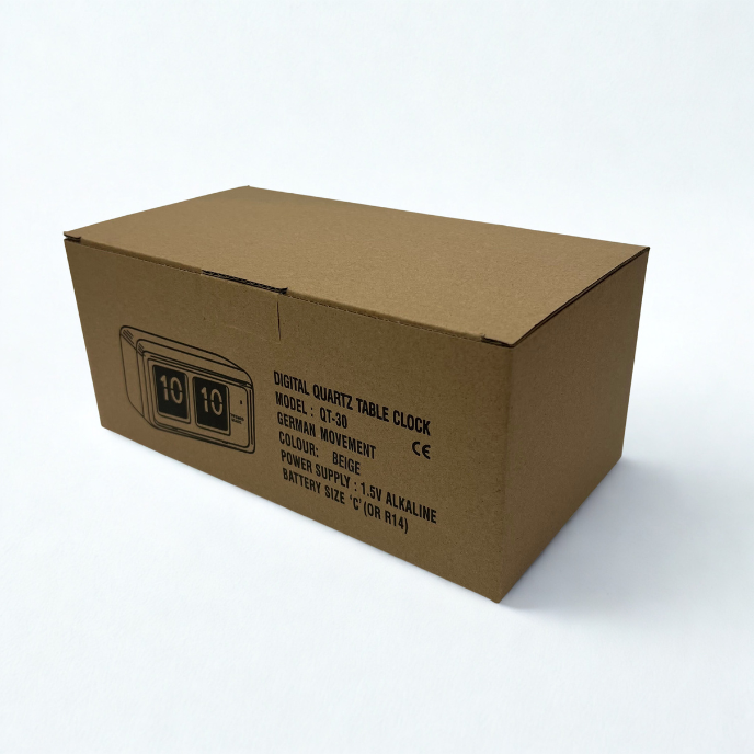 TWEMCO Flip Clock QT-30 Beige – Retro Automatic Desk Clock from