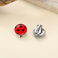 Adorable Durable Well-Made Shiny Playful Secure 2Pcs Cute Ladybug Earrings Clips