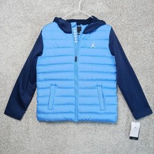 Air Jordan Jacket Boys L Blue Hooded Puffer Legend Blue Synthetic Fill Winter