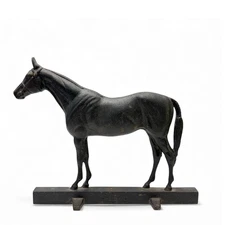 Vintage Virginia Metalcrafters Hunter Horse Cast Iron Metal Doorstop