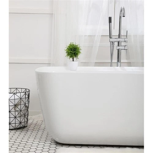 Elegant Decor Calum 59" Plastic Soaking Bathtub in Glossy White - Picture 13 of 15