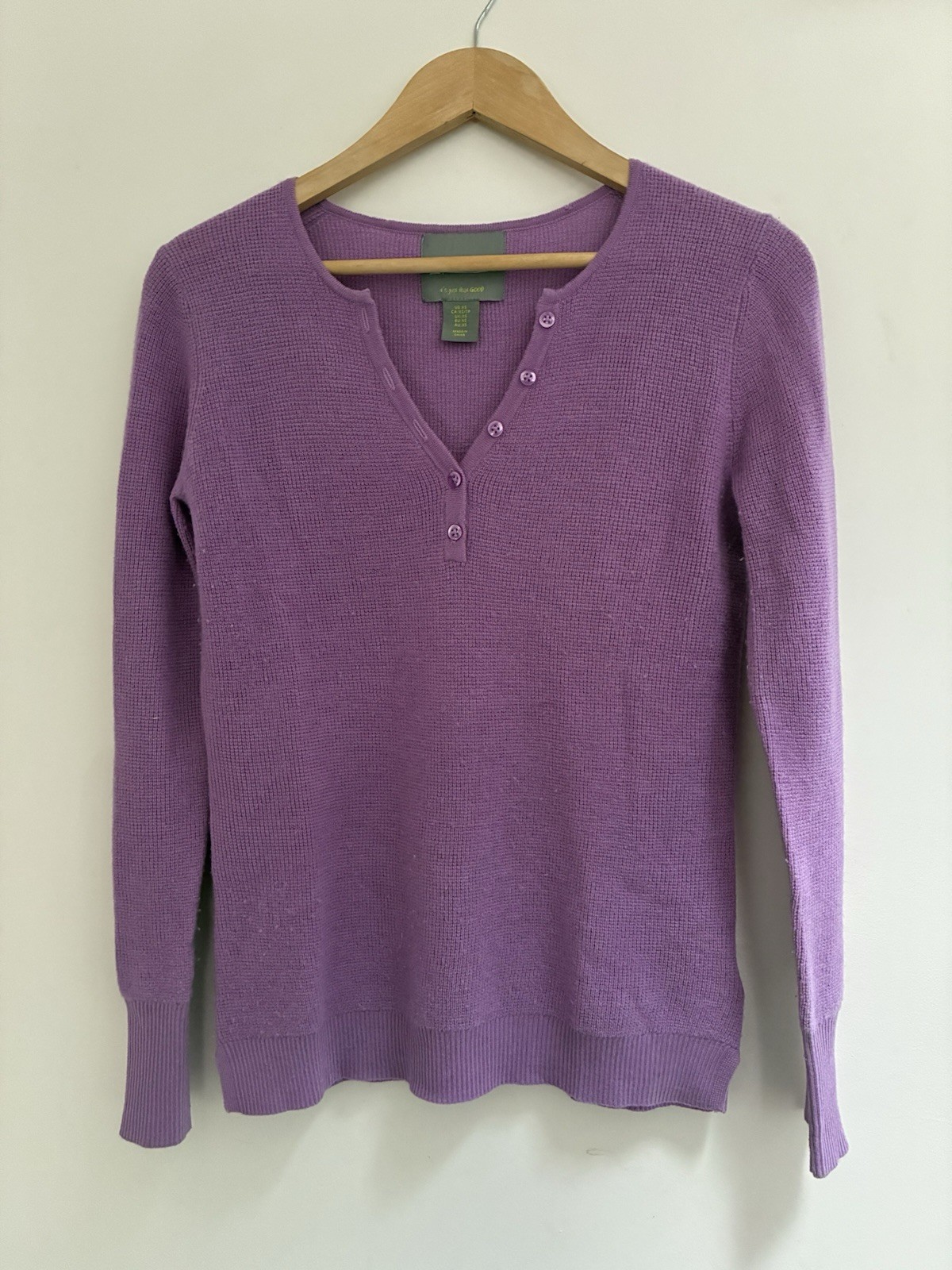 Wicked Wool Women's Solid Purple 100% Extrafine Merino Wool Rib-Knit Sweater XS