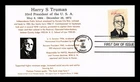 US COVER PRESIDENT HARRY S TRUMAN AMERIPEX 86 FDC THERMOGRAPHED CACHET