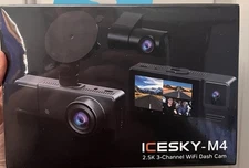 Icesky M4 Dash 4K Cam Three-Channel Dash Cam Front Rear Inside with WiFi 6; NEW