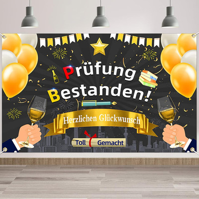 2026 Graduation Dekoration, Prufüng Bestanden Banner, 110 x 180 cm Herzlichen Hi