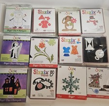Lot of 12 Retired Sizzix Dies Halloween Christmas Cat Phone Snowflake