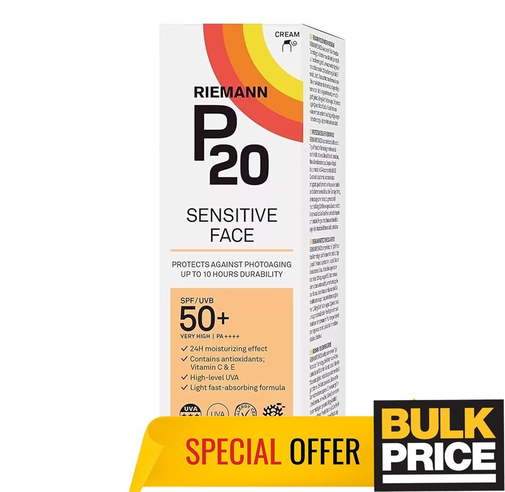 Riemann P20 Sensibile Viso SPF 50+Crema Solare Non Unge Contro Photoaging 50ml