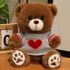 Brown Bear Gray Sweater 8 Inch Stuffed Animal Plush Toys Toddler Doll Kids Gift
