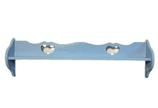 Vtg Solid Wood Heart Cutouts Wall Shelf Approx 36 x10 x5 Blue Country Cottage