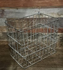 Vintage Metal Wire Milk Crate 17 X 11 X 14.5 Tall Storage Planter Home Decor