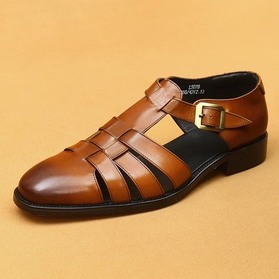 Men's Summer Sandals First Layer Cowhide Business Casual Shoes with Loafers  | eBay