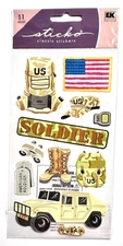 US Soldier Sticko Stickers Scrapbooking Card Embellishment Journal