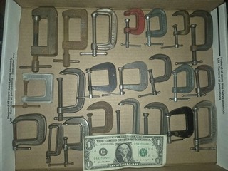 Lot 22 Vintage Small Size C Clamp Assortment Craft Hobby Wood Working Machinist