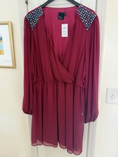 ASOS Curve Maroon Long Sleeve Dress Size 22