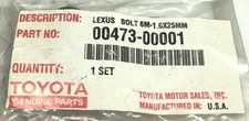 4 License Plate Bolts 4pc Set 6m-1.0 X 25mm Lexus Toyota 00473-00001