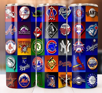 MLB Team Logos Baseball Tumbler Cup Mug Straw 20oz Double Wall Stainless Steel