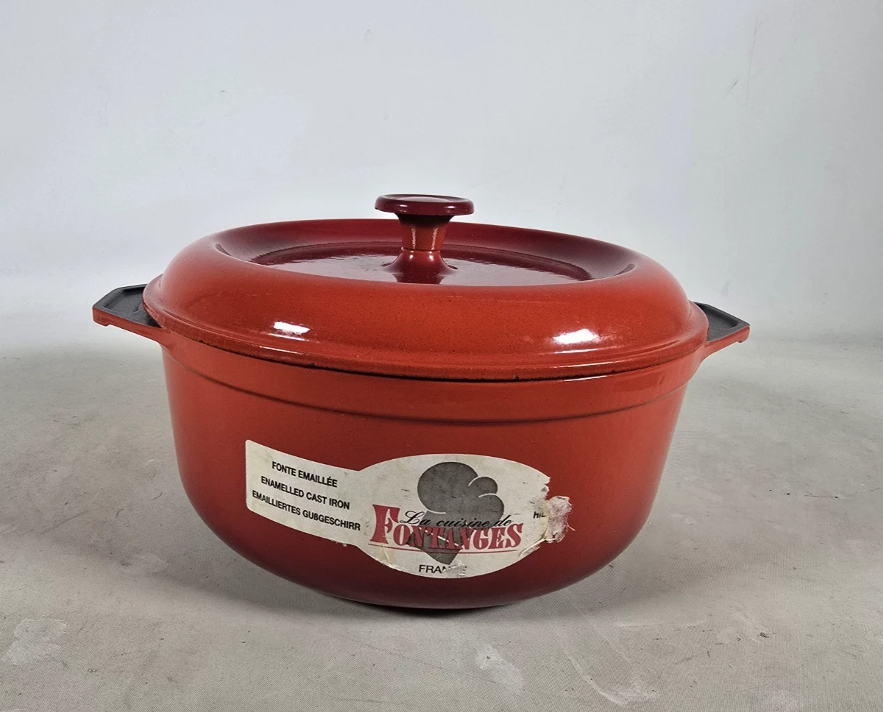 FontAnges Round- Cast Iron Dutch Oven #24, 5 Qt. , Red, France