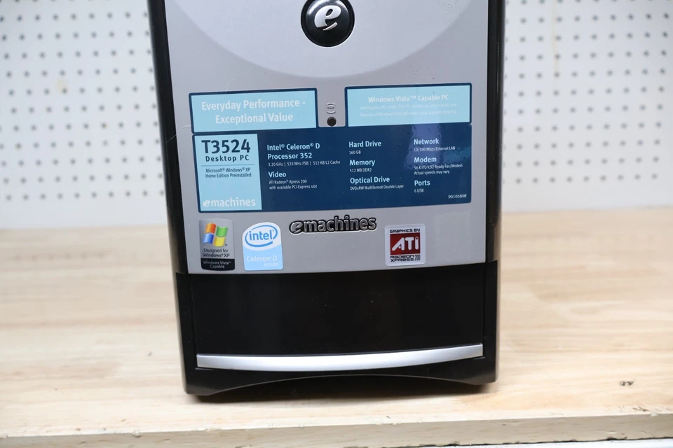 Nice Used eMachines T3524 Desktop Computer Intel Pentium D - Sleeper Case USA - Image 4 of 4