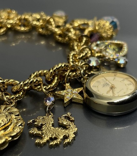 Kirks Folly Women’s Watch Charm Bracelet Gold Plated Crystals Star Moon - Picture 2 of 15